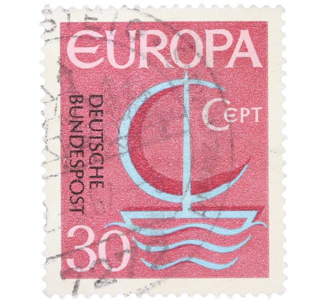 Почтовая марка 30 пфеннигов 1966 года Западная Германия (ФРГ) «Европейская конференция администраций почтовых служб и служб связи CEPT — Парусник» (Артикул: T11-37959) — Фото №1