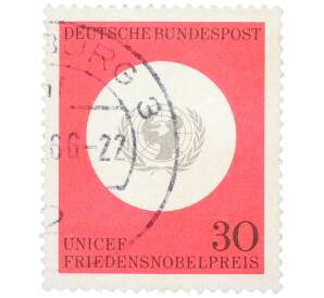 Почтовая марка 30 пфеннигов 1966 года Западная Германия (ФРГ) «Детский фонд ООН (ЮНИСЕФ)» — Фото №1