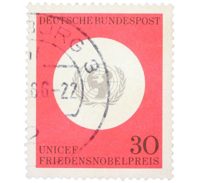 Почтовая марка 30 пфеннигов 1966 года Западная Германия (ФРГ) «Детский фонд ООН (ЮНИСЕФ)» (Артикул: T11-37961) — Фото №1