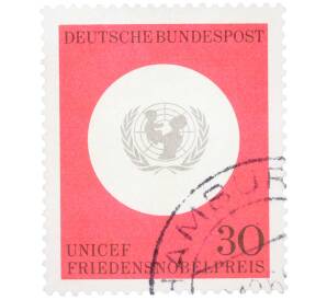 Почтовая марка 30 пфеннигов 1966 года Западная Германия (ФРГ) «Детский фонд ООН (ЮНИСЕФ)» — Фото №1