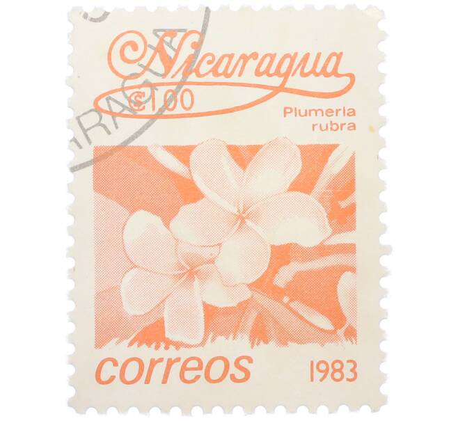 Почтовая марка 1 кордоба 1983 года Никарагуа «Плюмерия красная» (Артикул: T11-37965) — Фото №1