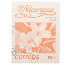 Почтовая марка 1 кордоба 1983 года Никарагуа «Плюмерия красная» — Фото №1