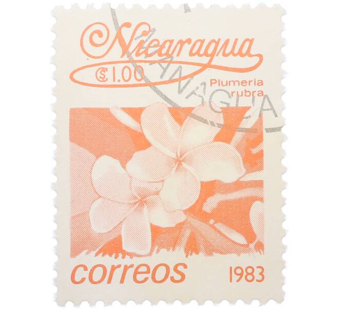 Почтовая марка 1 кордоба 1983 года Никарагуа «Плюмерия красная» (Артикул: T11-37974) — Фото №1