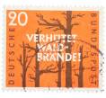 Почтовая марка 20 пфеннигов 1958 года Западная Германия (ФРГ) «Предотвращайте лесные пожары» (Артикул: T11-37976) — Фото №1