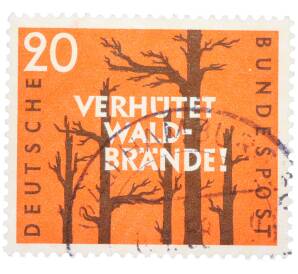 Почтовая марка 20 пфеннигов 1958 года Западная Германия (ФРГ) «Предотвращайте лесные пожары» — Фото №1