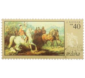 Почтовая марка 40 грошей 1968 года Польша «Юлиуша Коссак — Охота с соколом» — Фото №1