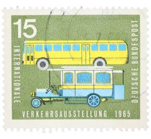 Почтовая марка 15 пфеннигов 1965 года Западная Германия (ФРГ) «Международная транспортная выставка в Мюнхене — Автотранспорт» — Фото №1