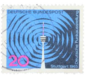 Почтовая марка 20 пфеннигов 1965 года Западная Германия (ФРГ) «Немецкая выставка радиоэлектроники в Штутгарте» — Фото №1