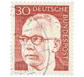 Почтовая марка 30 пфеннигов 1971 года Западная Германия (ФРГ) «Президент Густав Хайнеман» (Артикул: T11-38002) — Фото №1