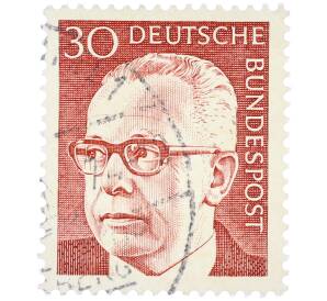 Почтовая марка 30 пфеннигов 1971 года Западная Германия (ФРГ) «Президент Густав Хайнеман»