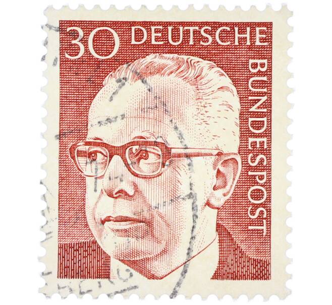 Почтовая марка 30 пфеннигов 1971 года Западная Германия (ФРГ) «Президент Густав Хайнеман» (Артикул: T11-38002) — Фото №1