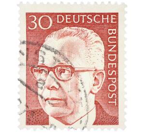 Почтовая марка 30 пфеннигов 1971 года Западная Германия (ФРГ) «Президент Густав Хайнеман»