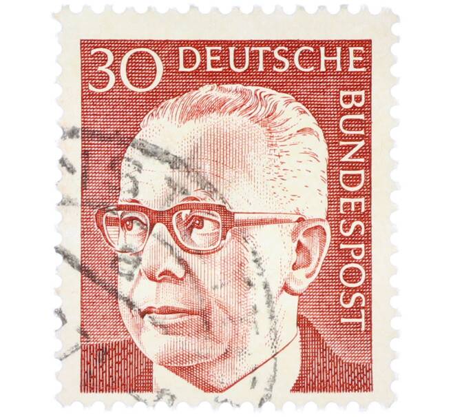 Почтовая марка 30 пфеннигов 1971 года Западная Германия (ФРГ) «Президент Густав Хайнеман» (Артикул: T11-38003) — Фото №1