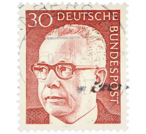 Почтовая марка 30 пфеннигов 1971 года Западная Германия (ФРГ) «Президент Густав Хайнеман»