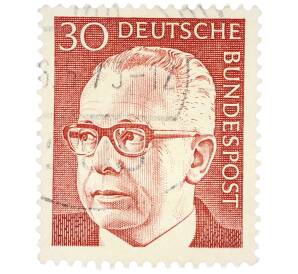 Почтовая марка 30 пфеннигов 1971 года Западная Германия (ФРГ) «Президент Густав Хайнеман»