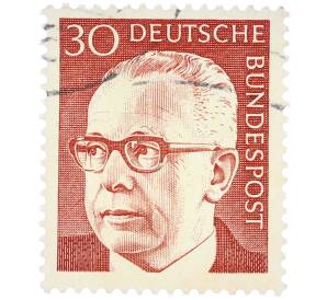 Почтовая марка 30 пфеннигов 1971 года Западная Германия (ФРГ) «Президент Густав Хайнеман»