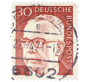 Почтовая марка 30 пфеннигов 1971 года Западная Германия (ФРГ) «Президент Густав Хайнеман»