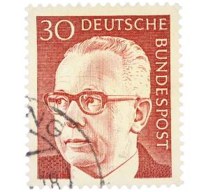 Почтовая марка 30 пфеннигов 1971 года Западная Германия (ФРГ) «Президент Густав Хайнеман» — Фото №1