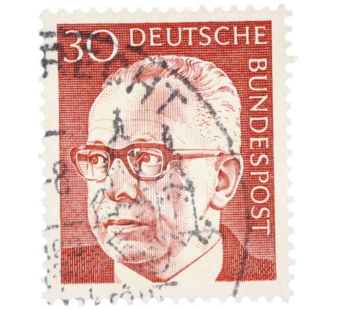 Почтовая марка 30 пфеннигов 1971 года Западная Германия (ФРГ) «Президент Густав Хайнеман» (Артикул: T11-38011) — Фото №1