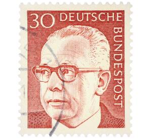 Почтовая марка 30 пфеннигов 1971 года Западная Германия (ФРГ) «Президент Густав Хайнеман» — Фото №1