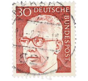 Почтовая марка 30 пфеннигов 1971 года Западная Германия (ФРГ) «Президент Густав Хайнеман» — Фото №1