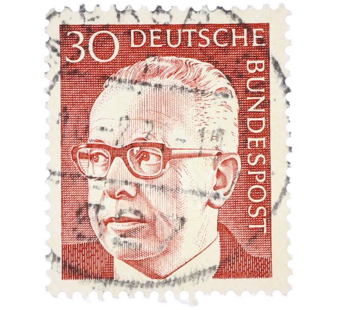 Почтовая марка 30 пфеннигов 1971 года Западная Германия (ФРГ) «Президент Густав Хайнеман» (Артикул: T11-38014) — Фото №1