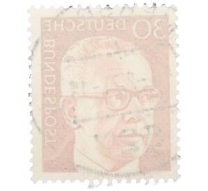 Почтовая марка 30 пфеннигов 1971 года Западная Германия (ФРГ) «Президент Густав Хайнеман» — Фото №2