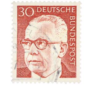 Почтовая марка 30 пфеннигов 1971 года Западная Германия (ФРГ) «Президент Густав Хайнеман» — Фото №1