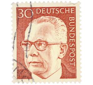 Почтовая марка 30 пфеннигов 1971 года Западная Германия (ФРГ) «Президент Густав Хайнеман» — Фото №1