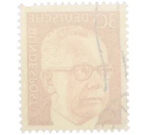 Почтовая марка 30 пфеннигов 1971 года Западная Германия (ФРГ) «Президент Густав Хайнеман» — Фото №2