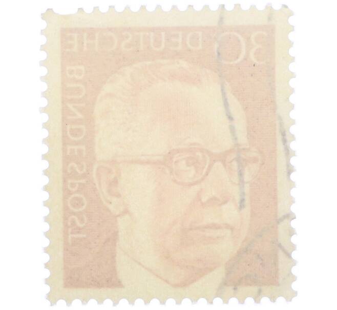 Почтовая марка 30 пфеннигов 1971 года Западная Германия (ФРГ) «Президент Густав Хайнеман» (Артикул: T11-38016) — Фото №2