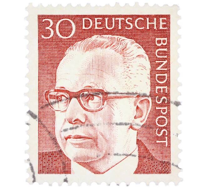 Почтовая марка 30 пфеннигов 1971 года Западная Германия (ФРГ) «Президент Густав Хайнеман» (Артикул: T11-38020) — Фото №1