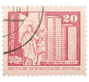 Почтовая марка 20 пфеннигов 1973 года Восточная Германия (ГДР) «Площадь Ленина в Берлине» — Фото №1