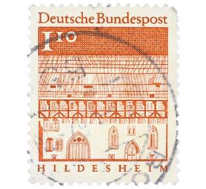 Почтовая марка 1.1 марка 1966 года Западная Германия (ФРГ) «Церковь Святого Михаила в Хильдесхайме» — Фото №1