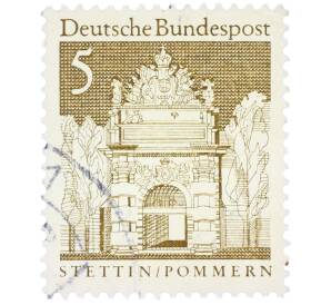 Почтовая марка 5 пфеннигов 1966 года Западная Германия (ФРГ) «Берлинские ворота в Штеттине» — Фото №1