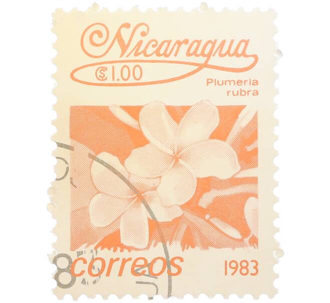Почтовая марка 1 кордоба 1983 года Никарагуа «Плюмерия красная» (Артикул: T11-38125) — Фото №1