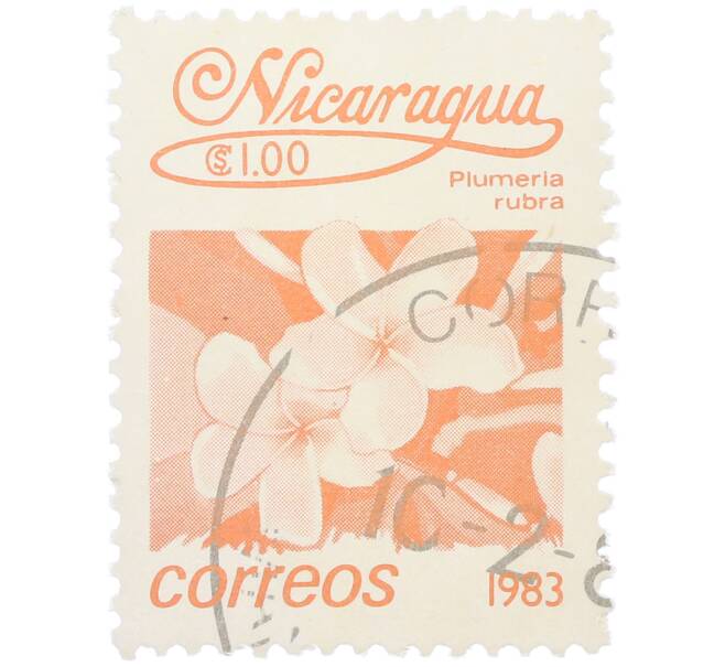Почтовая марка 1 кордоба 1983 года Никарагуа «Плюмерия красная» (Артикул: T11-38131) — Фото №1