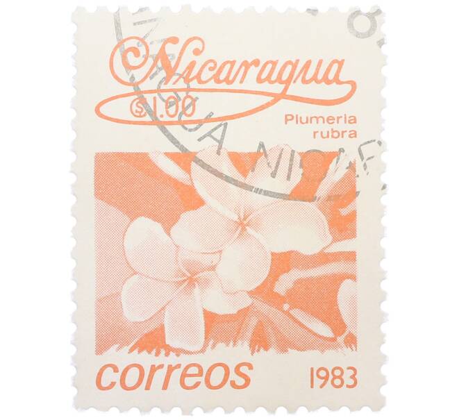 Почтовая марка 1 кордоба 1983 года Никарагуа «Плюмерия красная» (Артикул: T11-38132) — Фото №1