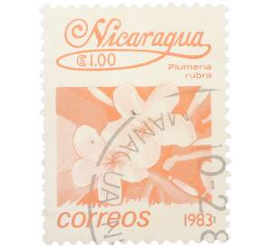 Почтовая марка 1 кордоба 1983 года Никарагуа «Плюмерия красная» — Фото №1