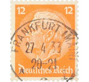 Почтовая марка 12 рейхспфеннигов 1934 года Германия «Гинденбург» — Фото №1