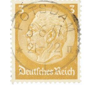 Почтовая марка 3 рейхспфеннига 1934 года Германия «Гинденбург» — Фото №1