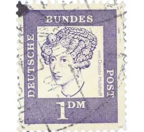 Почтовая марка 1 марка 1961 года Западная Германия (ФРГ) «Выдающиеся немцы — Аннетте фон Дросте-Хюльсхофф» — Фото №1