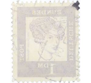 Почтовая марка 1 марка 1961 года Западная Германия (ФРГ) «Выдающиеся немцы — Аннетте фон Дросте-Хюльсхофф» — Фото №2