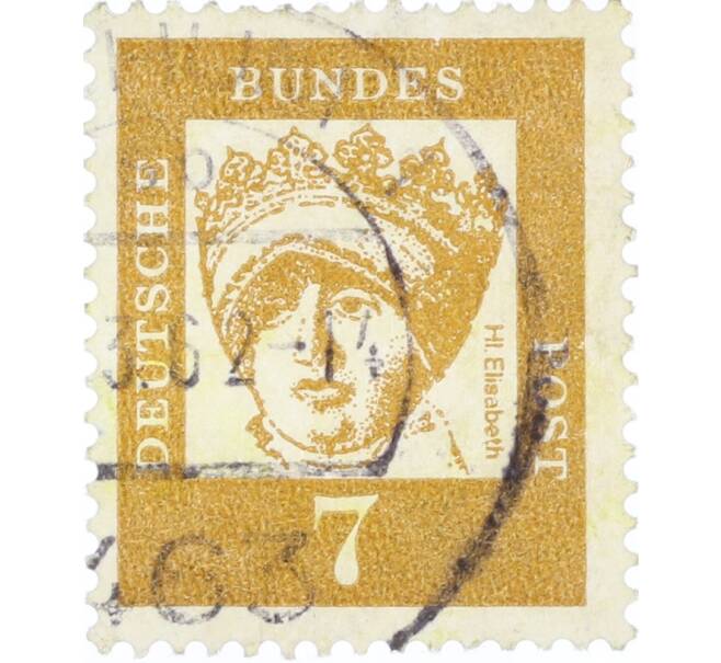 Почтовая марка 7 пфеннигов 1961 года Западная Германия (ФРГ) «Выдающиеся немцы — Елизавета Венгерская» (Артикул: K12-77686) — Фото №1