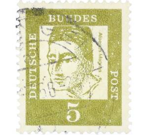 Почтовая марка 5 пфеннигов 1961 года Западная Германия (ФРГ) «Выдающиеся немцы — Альберт Великий» — Фото №1