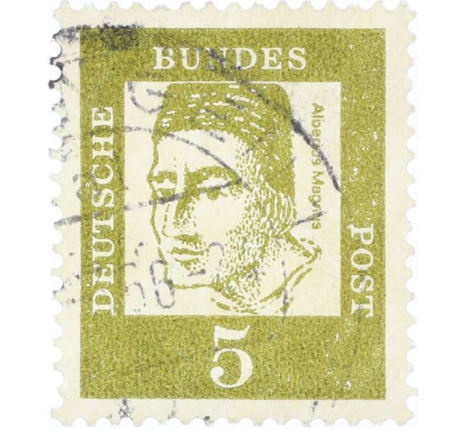 Почтовая марка 5 пфеннигов 1961 года Западная Германия (ФРГ) «Выдающиеся немцы — Альберт Великий» (Артикул: K12-77687) — Фото №1