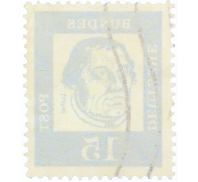 Почтовая марка 15 пфеннигов 1961 года Западная Германия (ФРГ) «Выдающиеся немцы — Мартин Лютер» (Артикул: K12-77688) — Фото №2