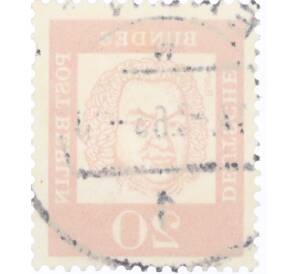 Почтовая марка 20 пфеннигов 1961 года Западная Германия (ФРГ) «Выдающиеся немцы — Иоганн Себастьян Бах» — Фото №2