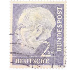 Почтовая марка 2 марки 1954 года Западная Германия (ФРГ) «Теодор Хойс» — Фото №1