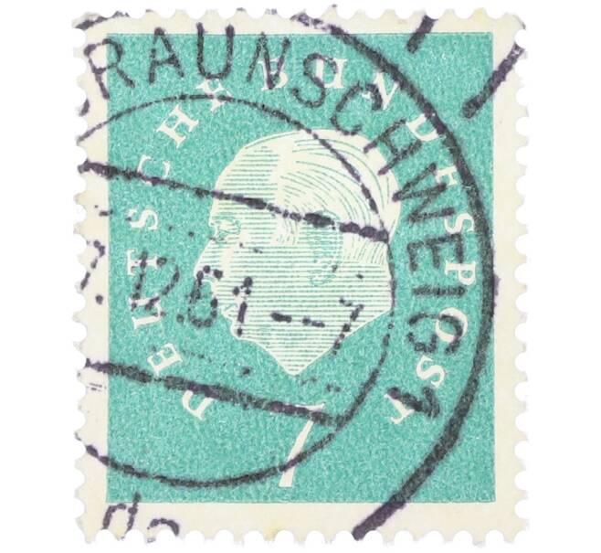 Почтовая марка 7 пфеннигов 1959 года Западная Германия (ФРГ) «Теодор Хойс» (Артикул: T11-38273) — Фото №1